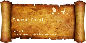 Maurer Antal névjegykártya